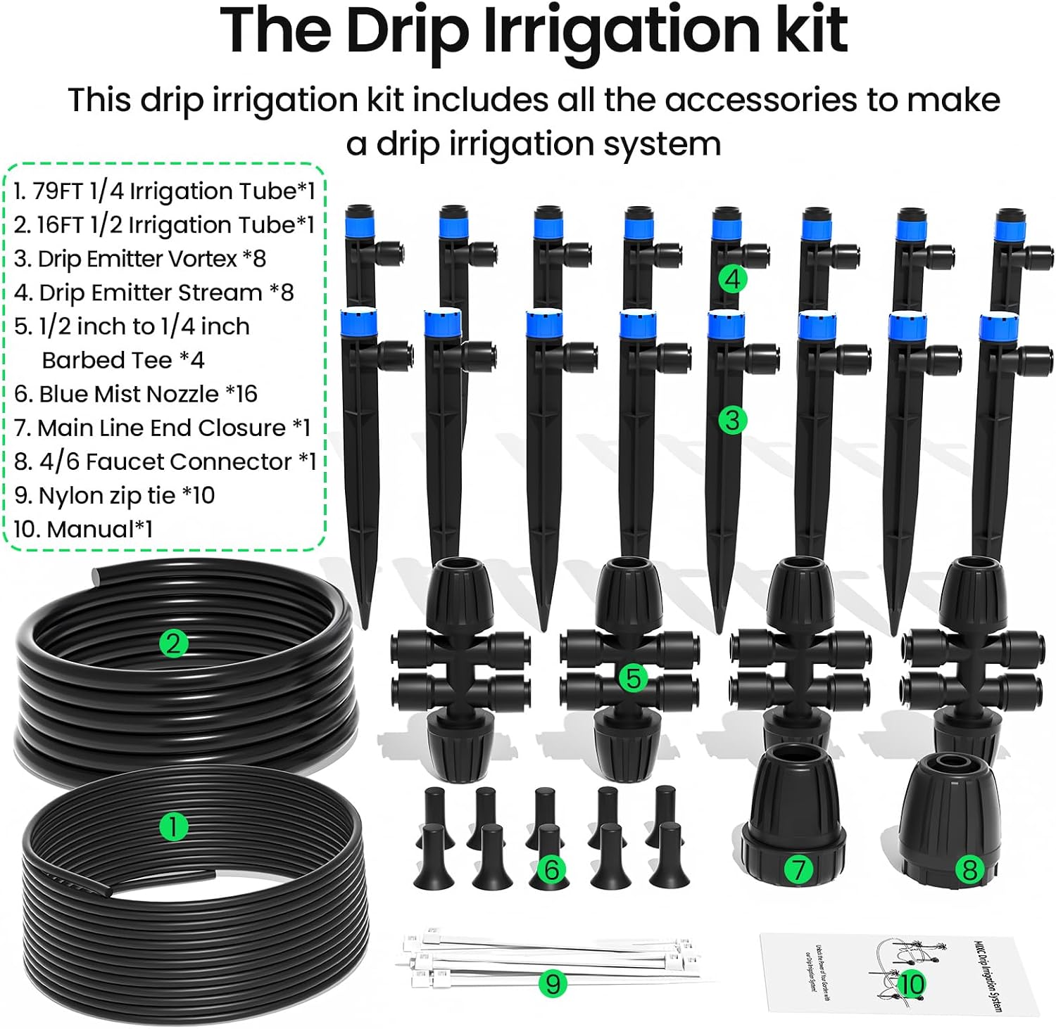 MIXC Drip Irrigation System,Quick Connector Garden Watering System Automatic Sprinkler System Kit for Lawn Raised Bed