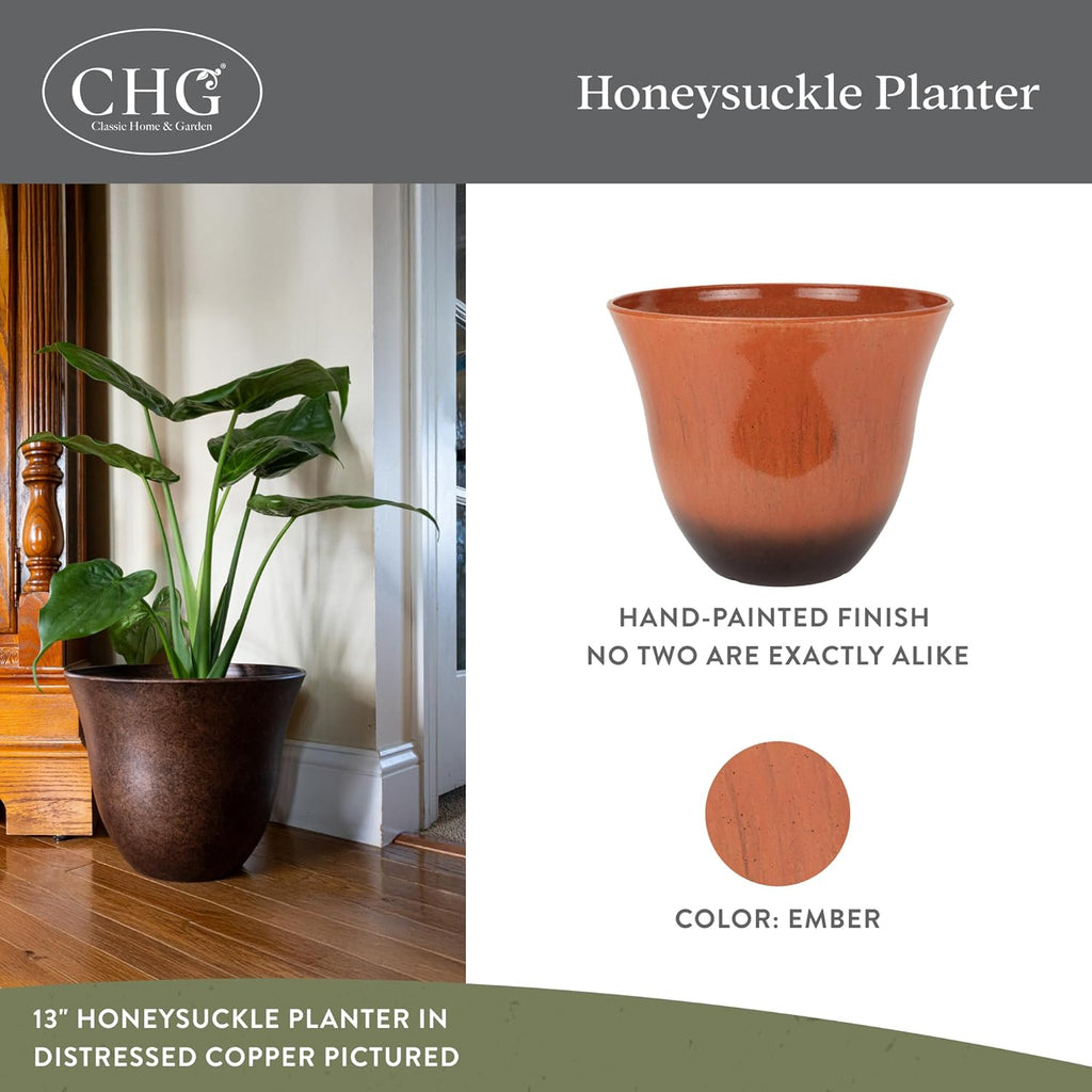 Honeysuckle Resin Planters - Lightweight Indoor & Outdoor Plant Pots - UV-Resistant Plastic Flower Pots - Pot Planters