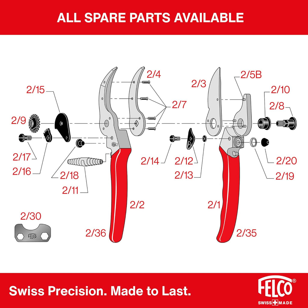 Felco F2 Pruning Shears – 9.25" Swiss-Made Garden Clippers for Professional Pruning | Hand Pruners for Gardening