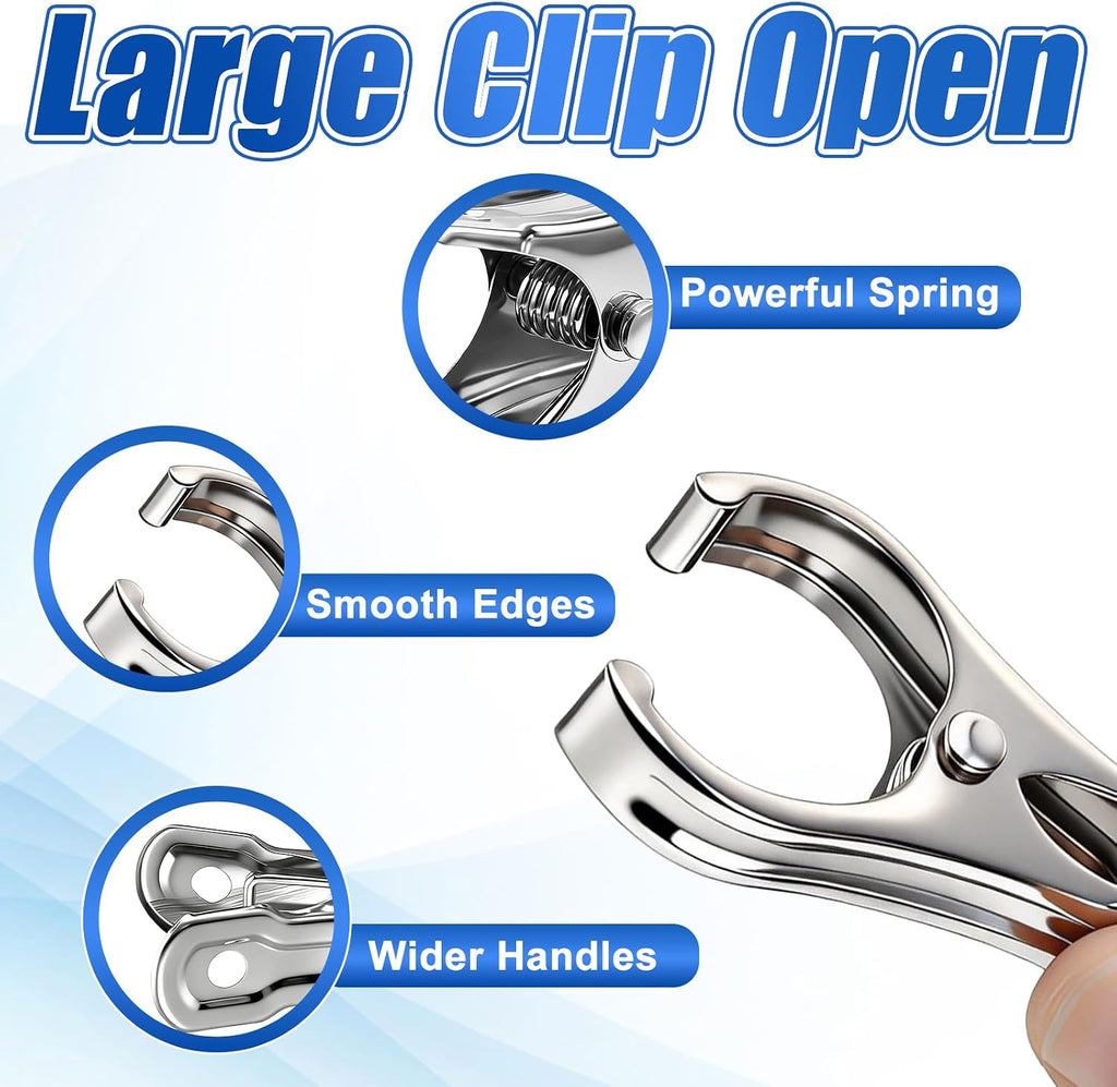 200Pcs Stainless Steel Garden Clips, Large Open Metal Clamps for Greenhouse Hoops, 2" Fix Plant Cover Shade Cloth