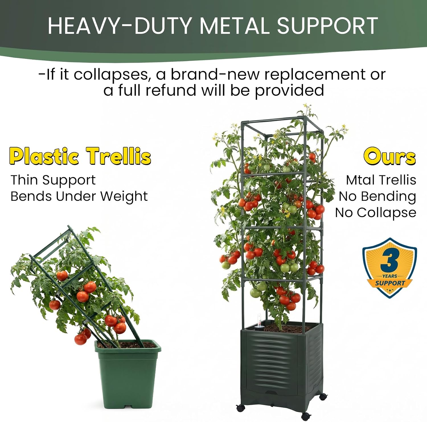Tomato Planter Pot Tomato Box Raised Garden Bed 56.5" Tall Self-Watering and Water Indicator Planter for Tomato Outdoor