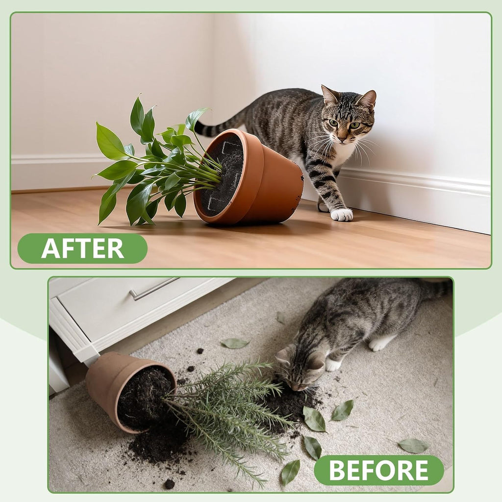 10Pcs Plant Pot Grids, Plant Protector from Cats, Cuttable Breathable Soil Covers Protectors from Animals, Reusable