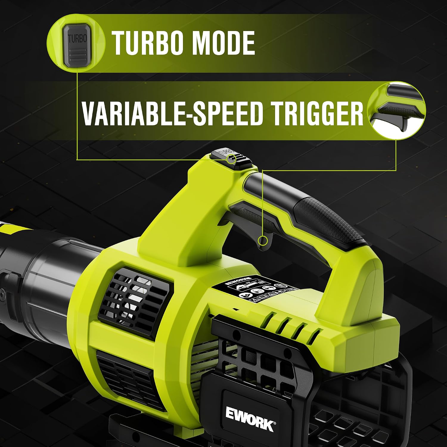 EWORK Cordless Leaf Blower 21V 550CFM with 2 x 3.0Ah Battery & Fast Charger | 150MPH Electric Leaf Blower, Lightweight