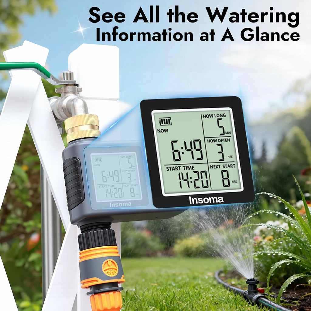 Sprinkler Timer with Brass Inlet, Water Timer for Garden Hose with Auto/Manual/Rain Delay Mode, Easy Setup Hose Timers