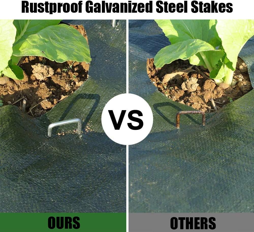 8 Inch Heavy Duty 8 Gauge 125 Pack Galvanized Garden Stakes, Rust Resistant Landscape Staples, Lawn pins Fabric Staples