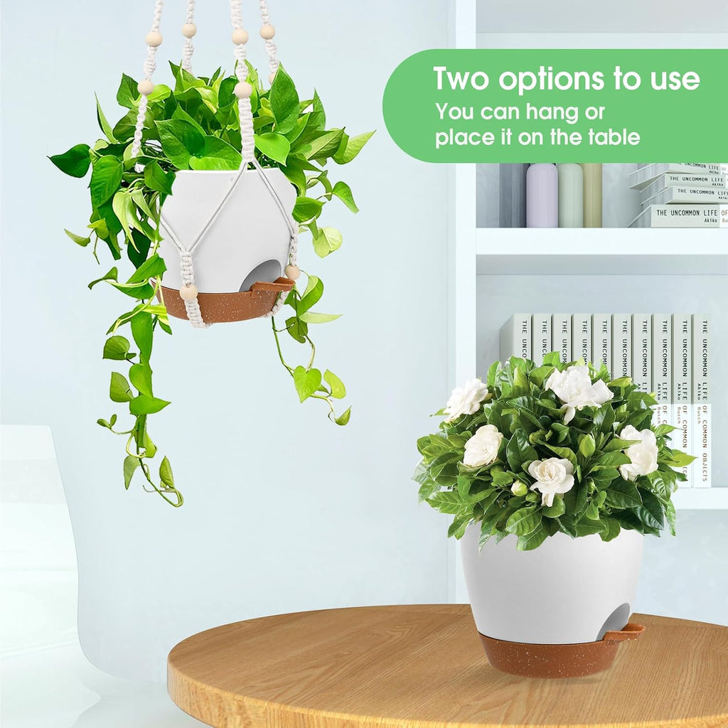 Vanslogreen Hanging Planters for Indoor Outdoor Plants, 2 Pack Self Watering Hanging Pots, Hanging Plant Baskets with