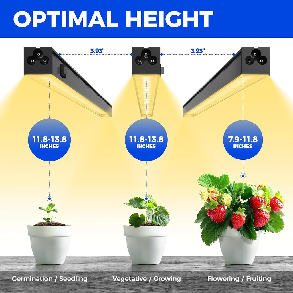 Barrina Grow Lights for Indoor Plant, T5 1FT Full Spectrum, Yellow, 4 Packs | Black Cover LED Grow Light Strips