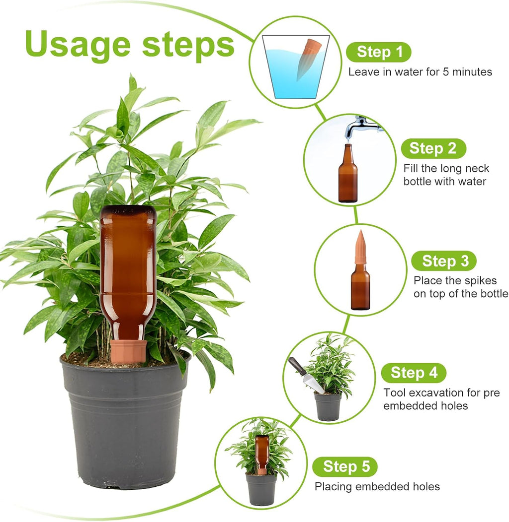 TKSCUSR 12 Pcs Self Watering Spikes Small Terracotta Plant Watering Stakes Devices Vacation Self-Watering Stakes for