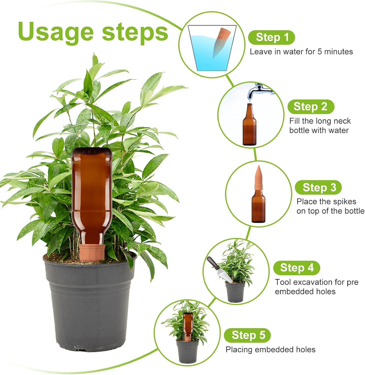 TKSCUSR 12 Pcs Self Watering Spikes Small Terracotta Plant Watering Stakes Devices Vacation Self-Watering Stakes for