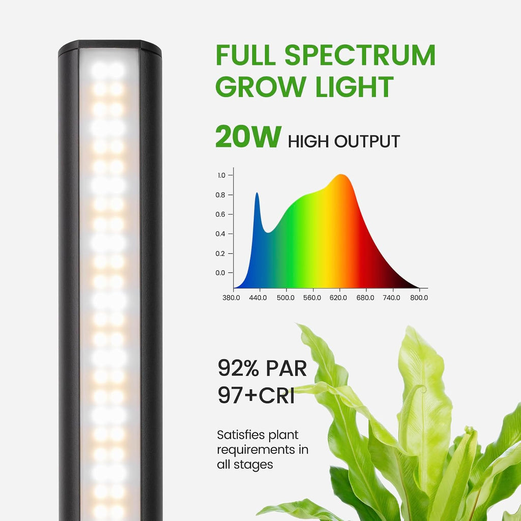 Grow Lights Indoor Plants, 20W 169 LED Full Spectrum with Timer | Hanging Plant Growth Light with Adjustable Dimmable