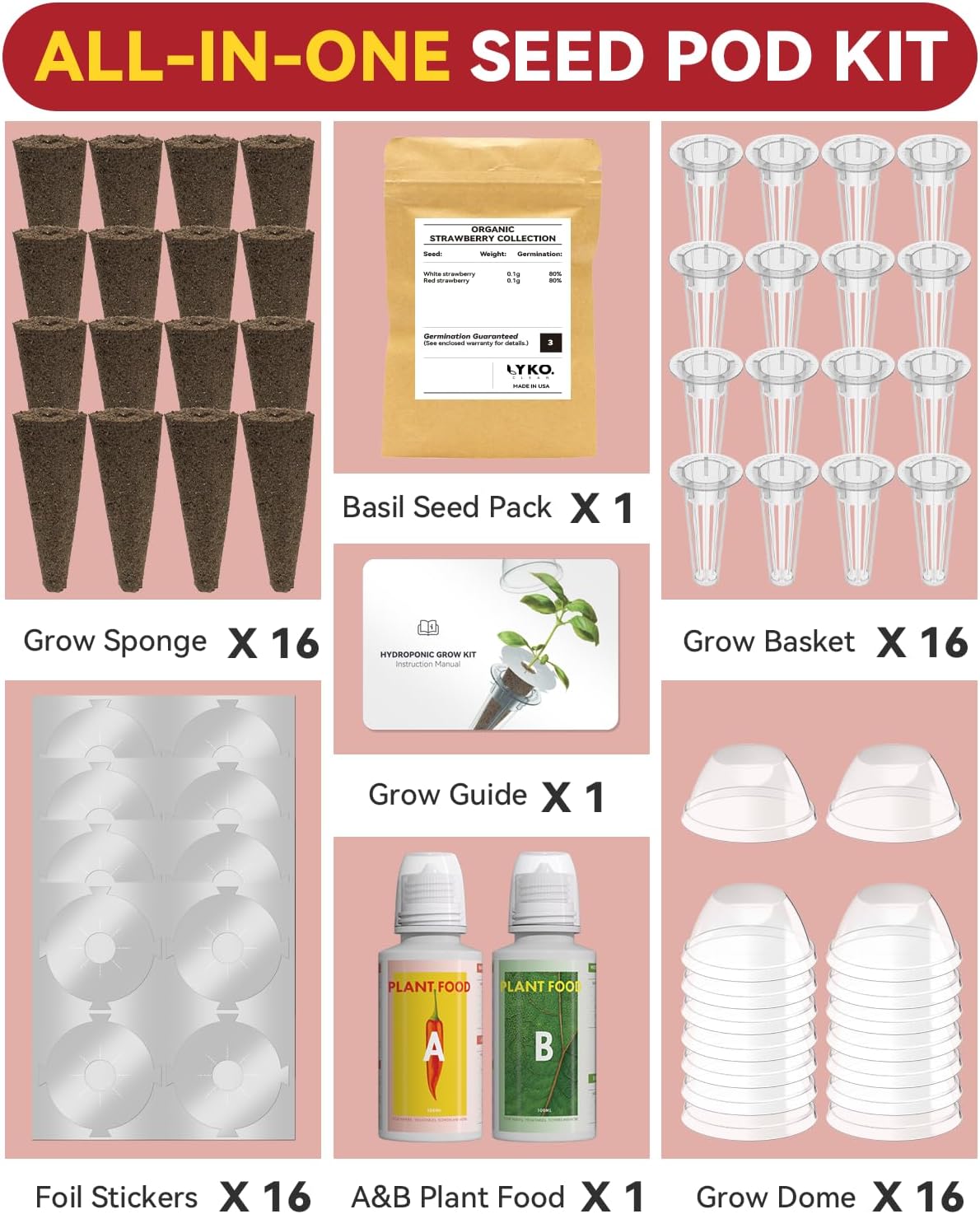 LYKOCLEAN Herb Seed Pod Kit Compatible with AeroGarden Hydroponics Growing System, Complete Indoor Gardening Supply