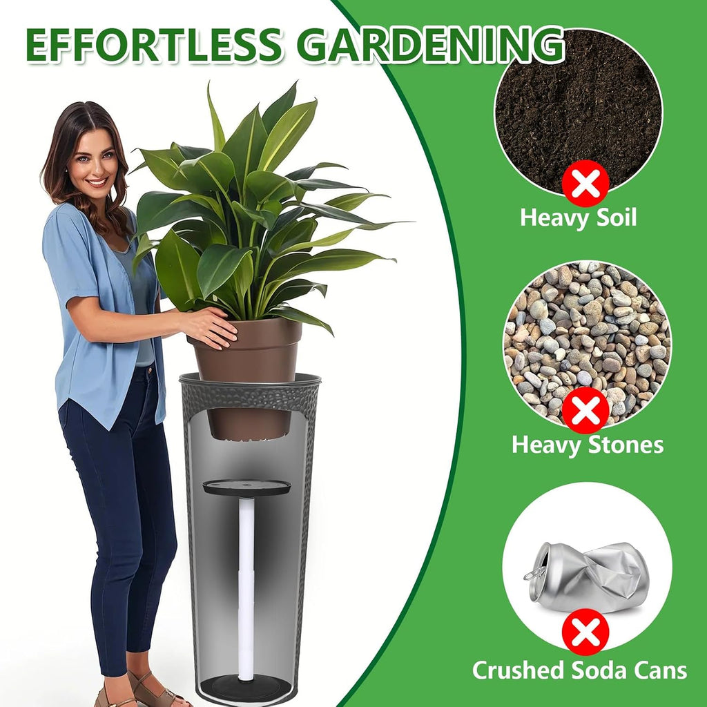 2 Pack Plant Riser Inserts for Large Pots, 8 in/10 in Interchangeable Sturdy Planter Inserts & 11 - 17 in Adjustable