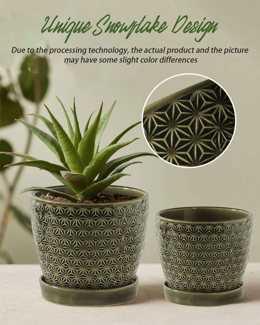 Plant Pots, Flower Pots, Planters for Indoor Plants(6.5+5.5inch), Flower Pots for Indoor Plant with Drainage Hole and