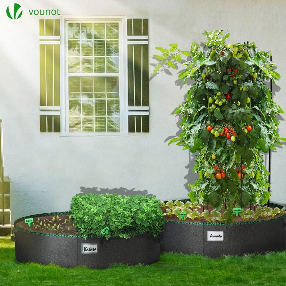 VOUNOT Pack of 3 Plant Grow Bags for Vegetables 54 Gallon Potato Growing Kit with Window Flap, Non-Woven Plant Fabric