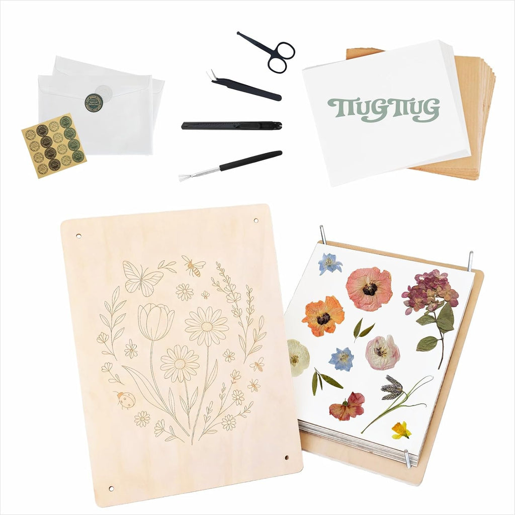 TTUGTTUG Large Flower Press Kit, 15.7" x 11.8" Wooden Pressed Flowers