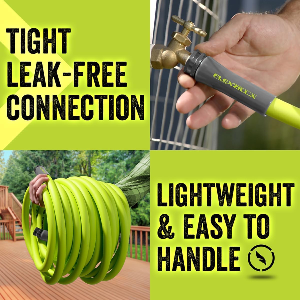 Flexzilla Garden Hose 5/8 in. x 75 ft., Lightweight All-Weather Water Hose, Durable and Flexible, Leak-Free Connections