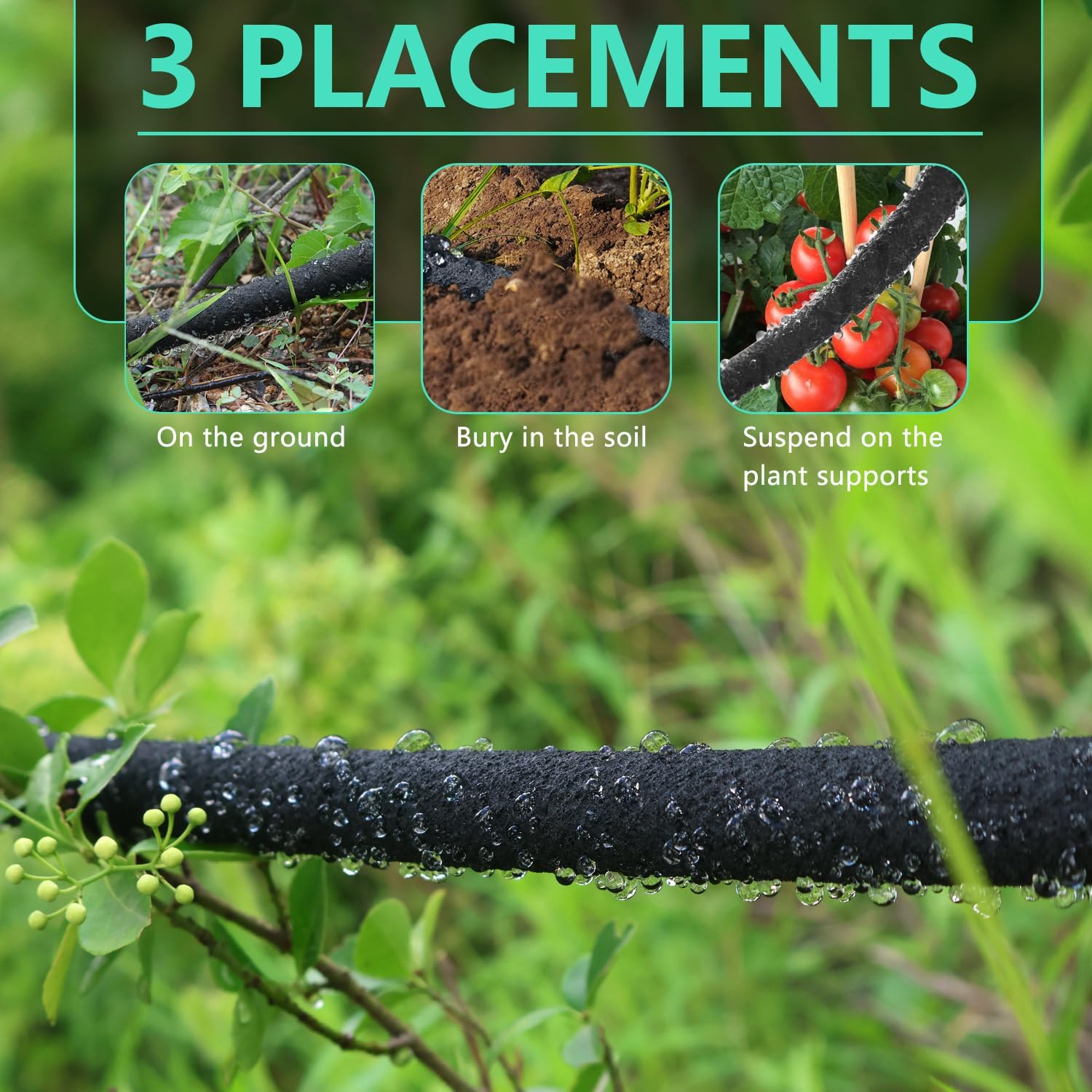 4-Pack Soaker Hose for Garden 10 Ft, Short Soaker Hoses 40 Ft, Rubber Garden Hose for Watering, Heavy Duty Drip