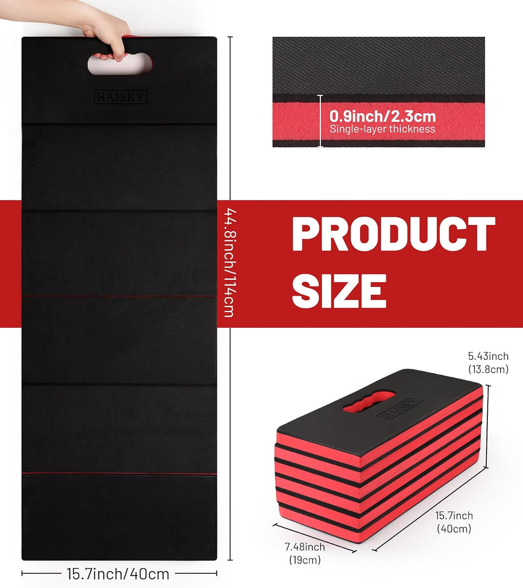 Foldable Mechanic Mat Kneeling Pad, 0.9" Extra Thick EVA Foam,Red | Portable 5-Fold Knee Cushion Mat, Large 45" x 16"