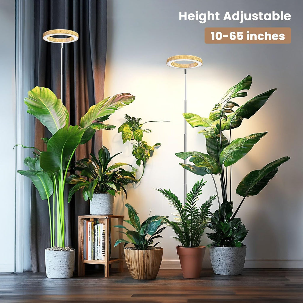 Kullsinss 6.3in Grow Lights for Indoor Plants, Full Spectrum Plant Light | Wood Grain Growing Lamp with 6/12/16H Timer