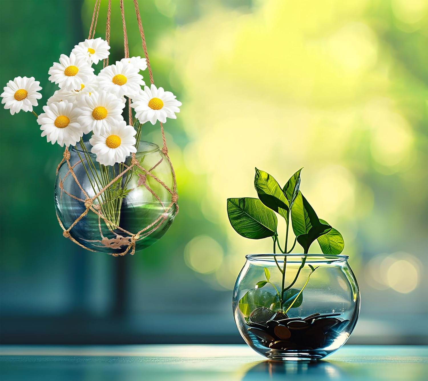 SAILINGSTORY Hanging Glass Plant Terrarium 5" Clear Set of 2 Pack | Glass Planter, Propagation Stations, Flower Vase