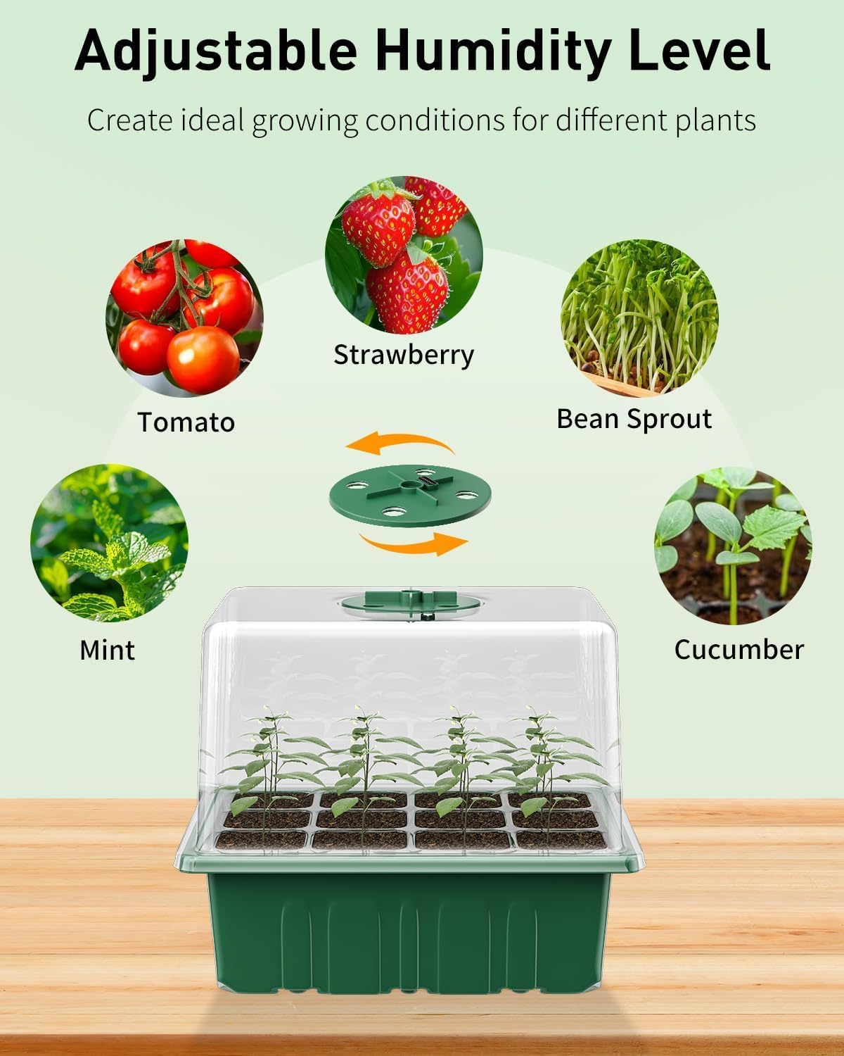 Pawfly 6 Pack Seed Starter Kit, 72 Cells, Seed Starter Trays | Adjustable Grow Lights & 3.9" Humidity Domes, Seedling
