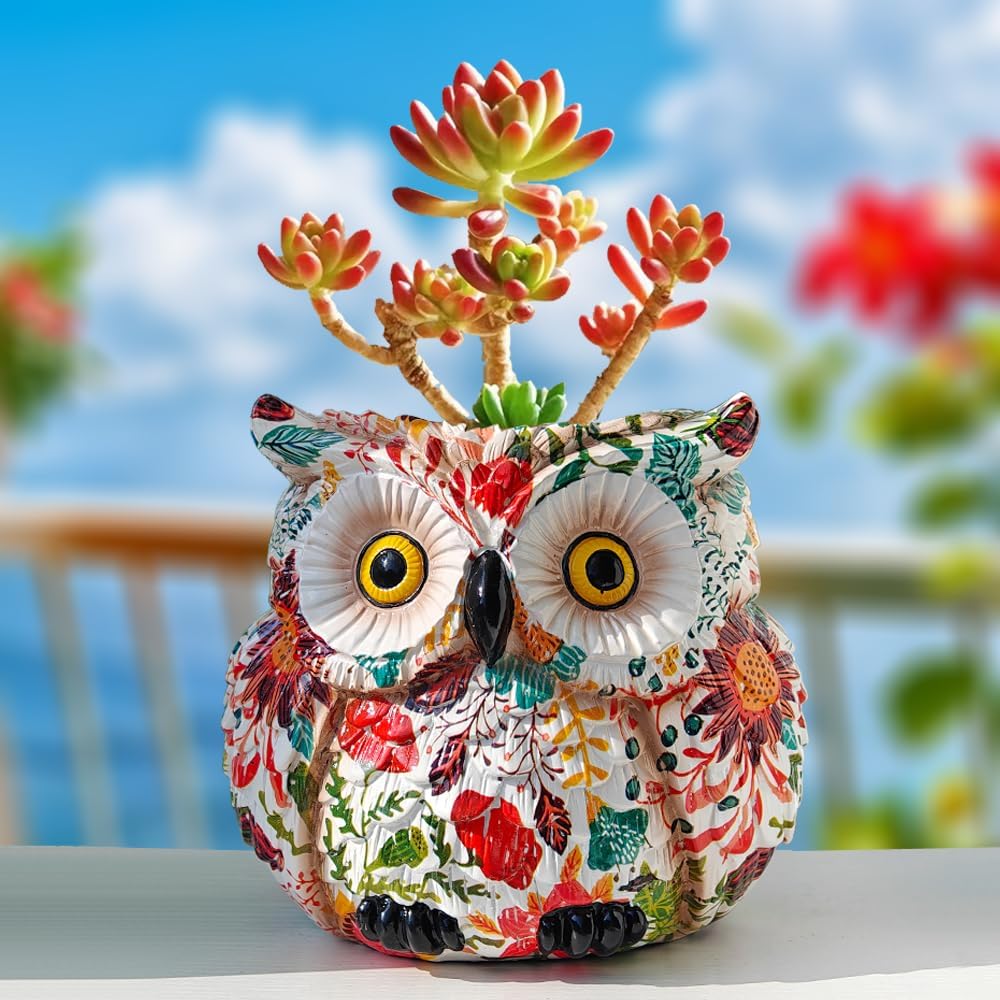 Owl Planter, Owl Succulent Pots, Funny Plant Pots Indoor/Outdoor, Decorative Garden Flower Pot, Cute Small Planters for