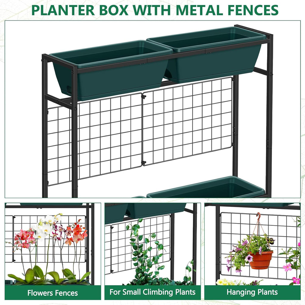 Vertical Raised Garden Beds 32.4" Tall Planter Raised Beds Boxes Patio Herb Garden Planter Outdoor with Metal Fences