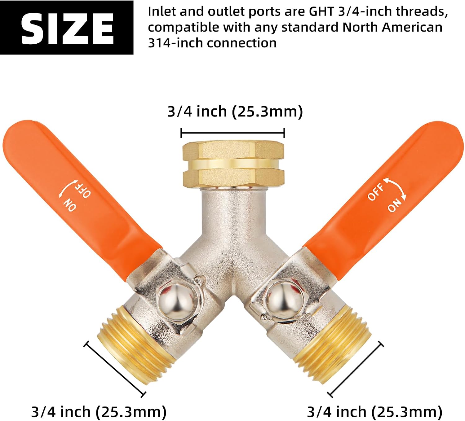 2 Way Hose Splitter, Brass High Flow Garden Hose Splitter Heavy Duty, Hose Connector, Water Spigot Splitter, Full Flow