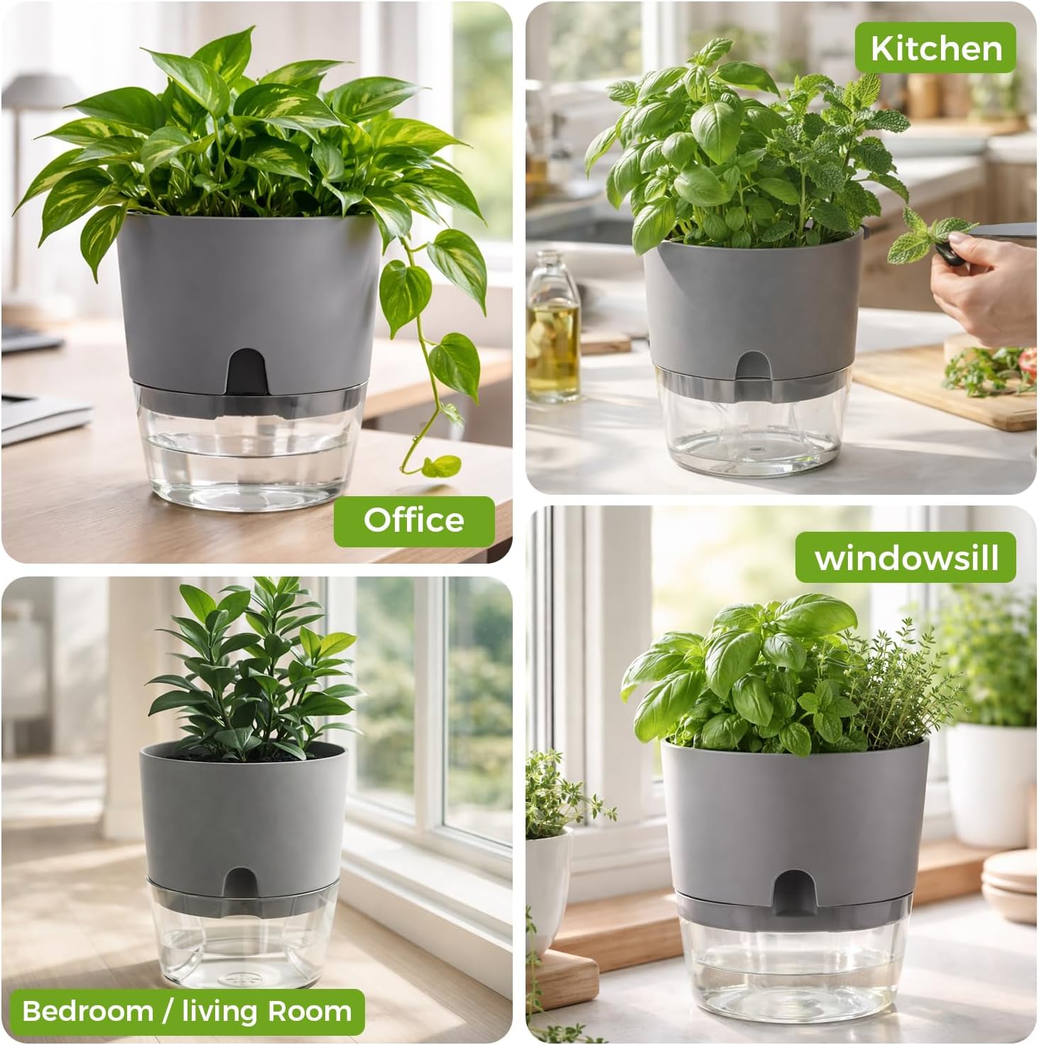 Planterhoma 5 Pack Self Watering Pots for Indoor Plants, 9 Inch Plant Pot Plastic Self Watering Planter for Orchid