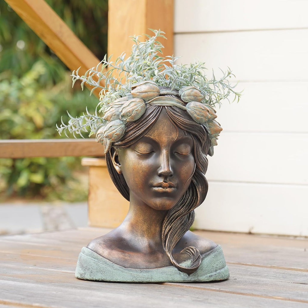 DiliComing Head Planter Face Plant Pots - 10 Inch Flower Pot Succulents Large Outdoor Planters Indoor with Drainage