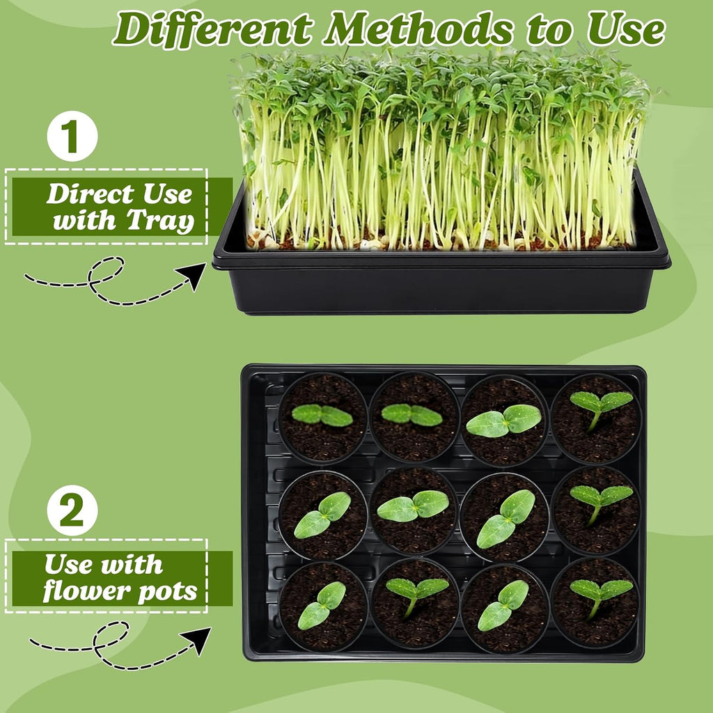 Seed Starter Tray Kit 60-Pack 3.4 Inch Round Nursery Pots | 5 Seedling Trays, 100 Plant Labels & 2 Transplanting Tools
