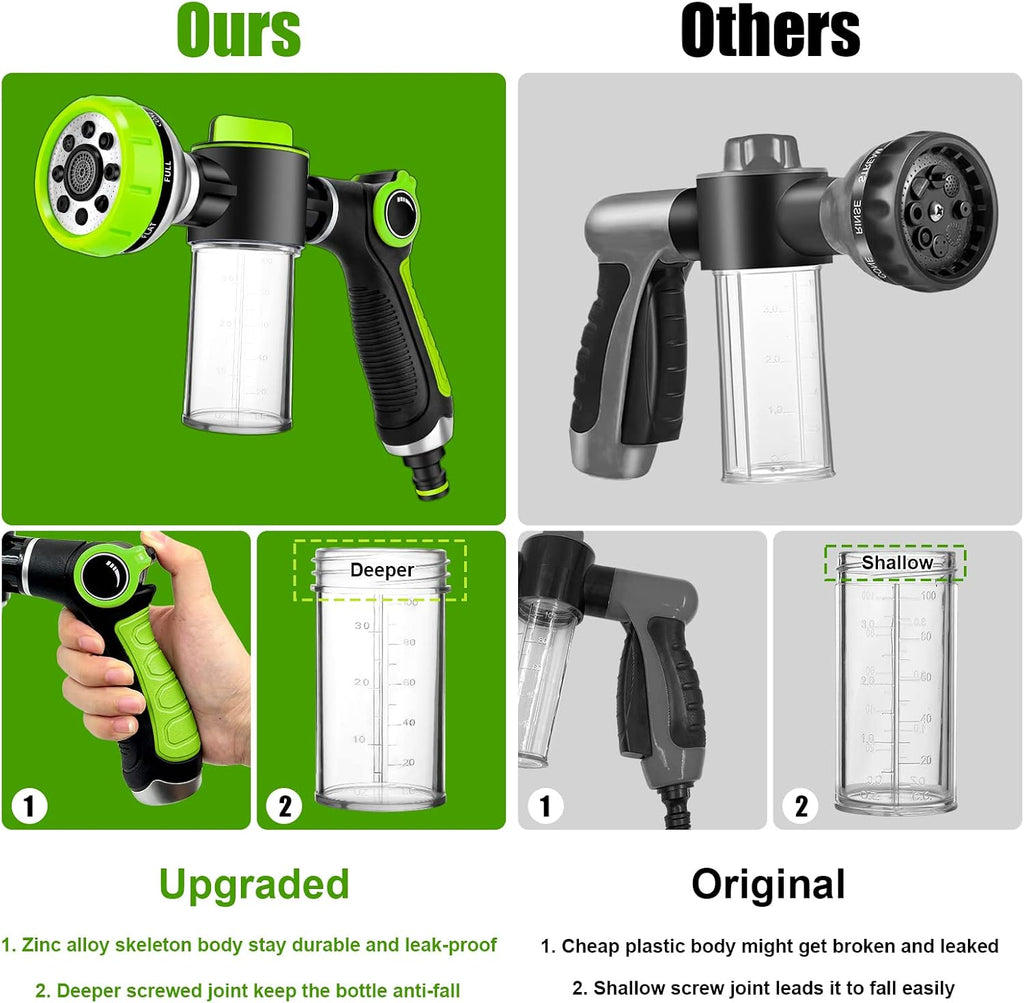 Upgraded Dog Wash Hose Attachment, 8-in-1 Sprayer Mode Garden Hose Nozzle | with Pet Grooming Glove, 100cc Soap
