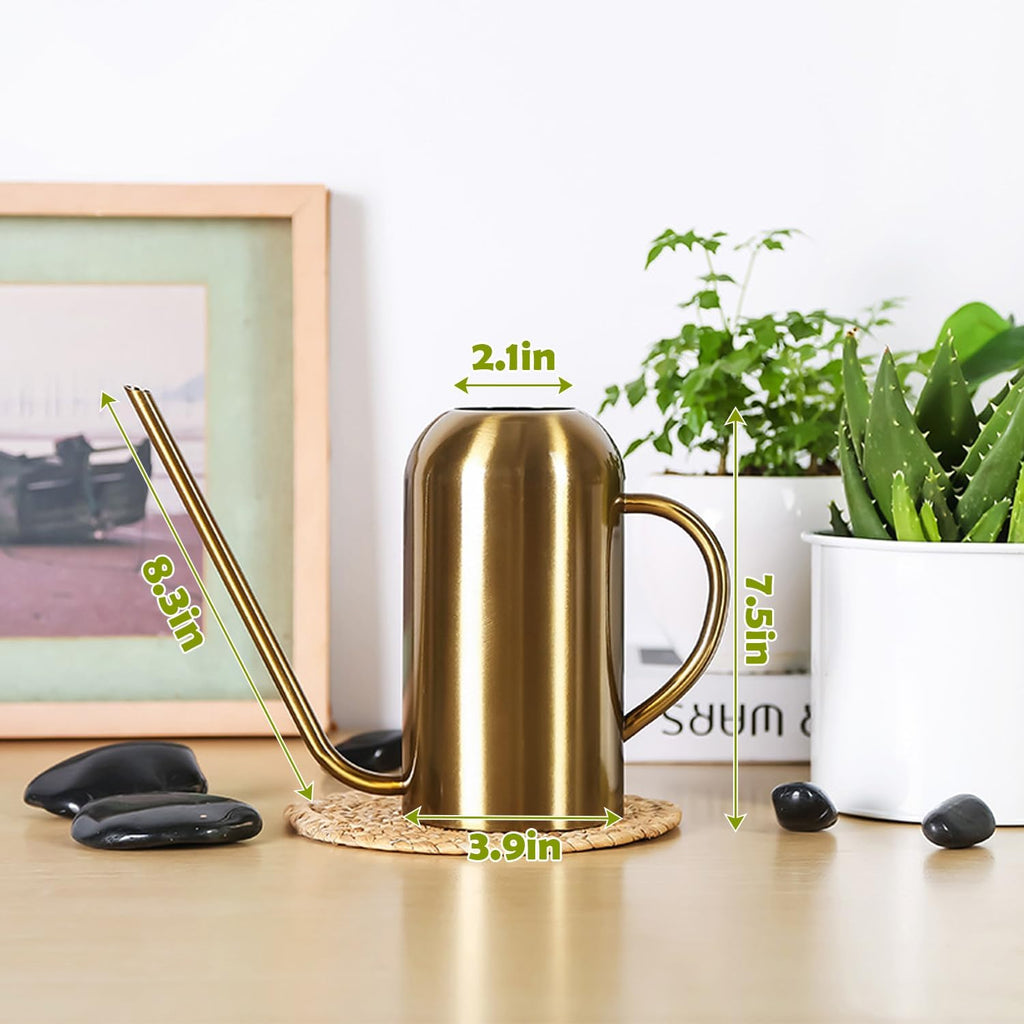 Watering Can Indoor Outdoor Plants, 50oz/1500ml Garden Long Spout Watering Cans, Stainless Steel Plants Watering Can