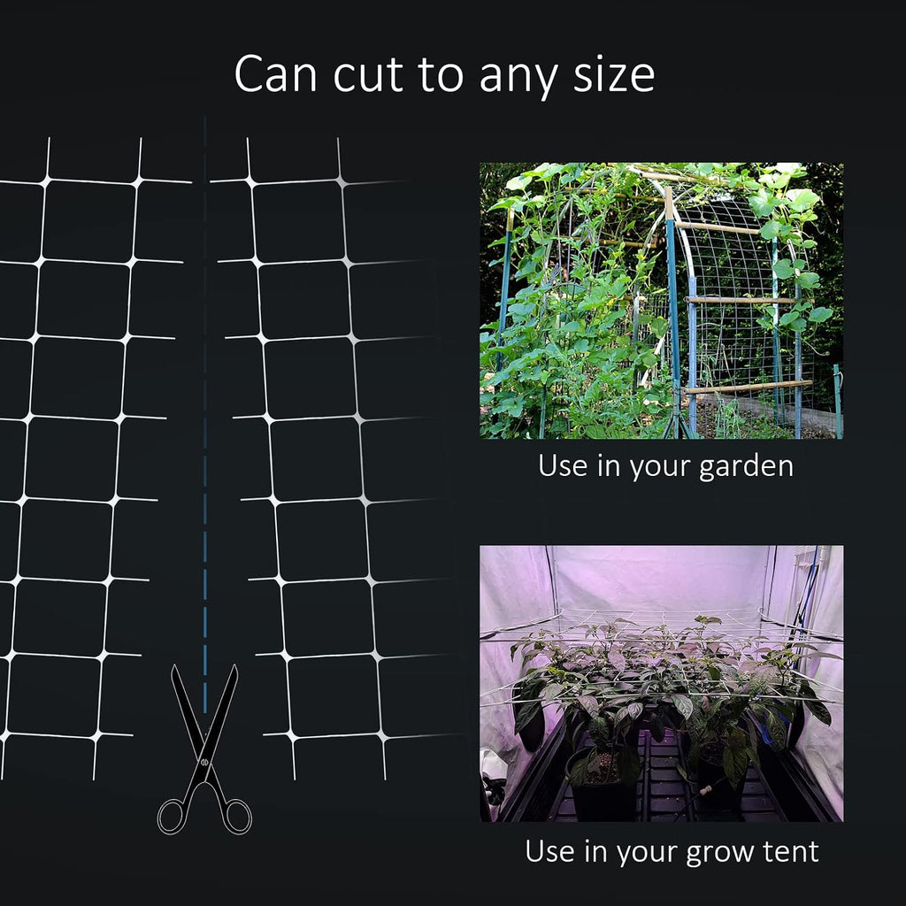 Toolazy Trellis Netting 59" x328' White - Heavy Duty 6" Mesh Plant Support Net for Climbing Vegetables, Garden Trellis