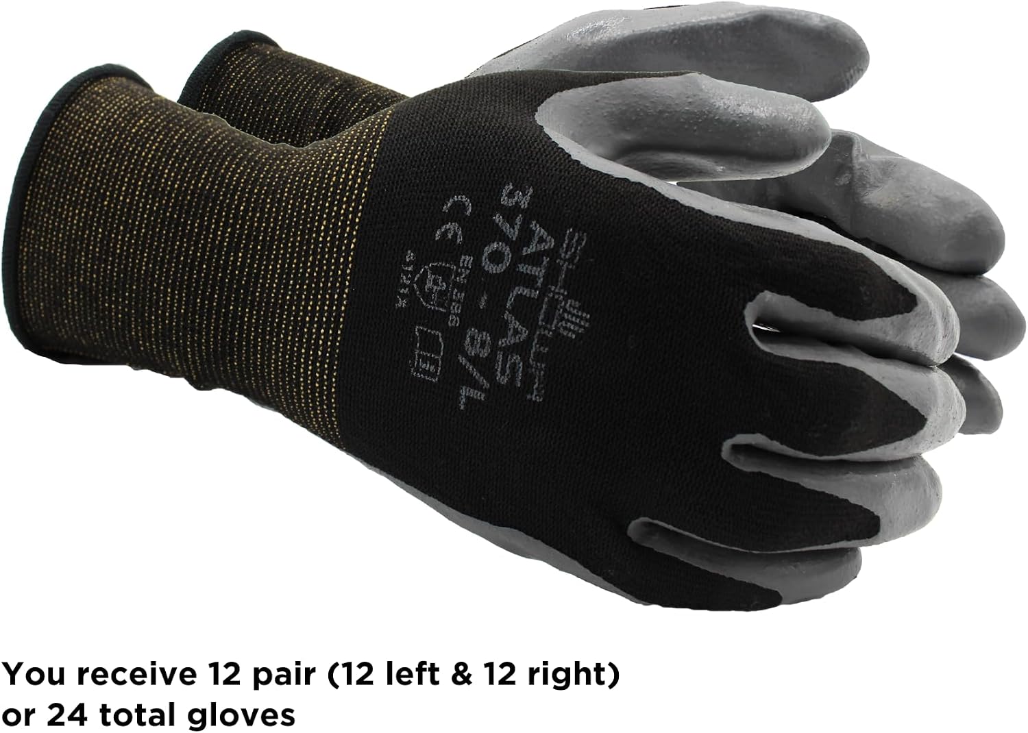 SHOWA Atlas 370B Professional Nitrile Work Gloves,for Landscaping, Gardening & Assembly, General Purpose Gloves
