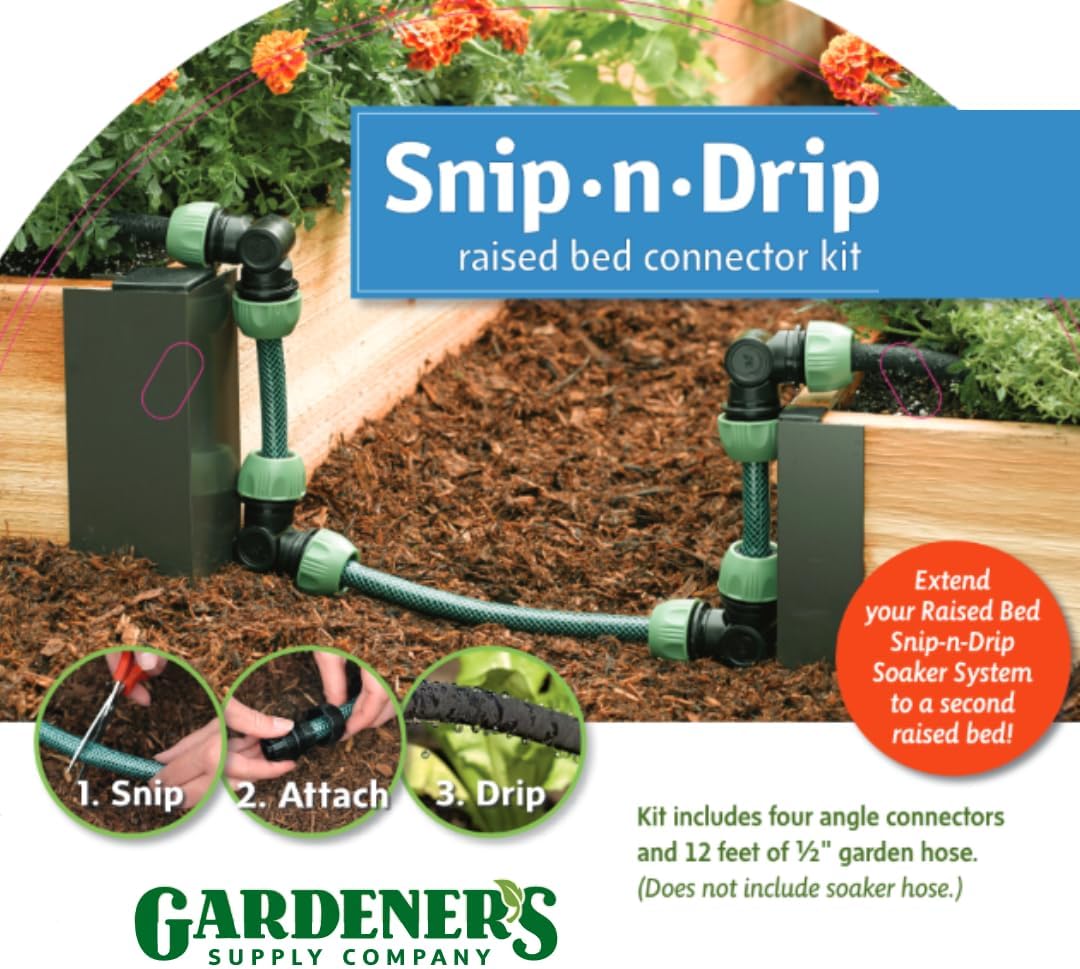Gardeners Supply Company Snip and Drip Connector Kit | Watering Soaker Sprinkler System Extender, For Raised Garden Bed