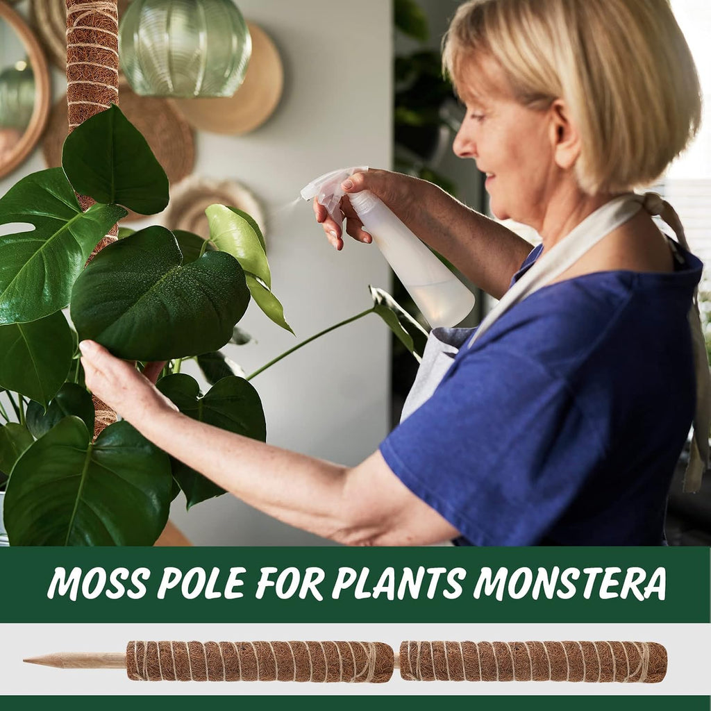30 Pcs Moss Pole for Plants Monstera 16.5 Inch Coir Poles Bendable Monstera Plant Support with 10 Pcs 6.56 Feet Jute