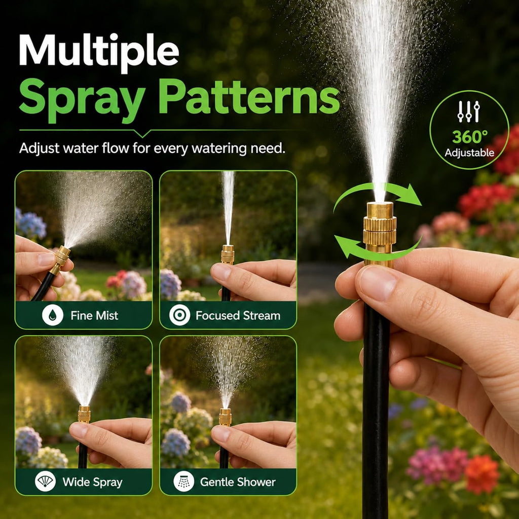 240FT Drip Irrigation System with Adjustable Nozzles | 1/4-Inch Tubing, Flexible Garden Layouts, Adjustable Spray and