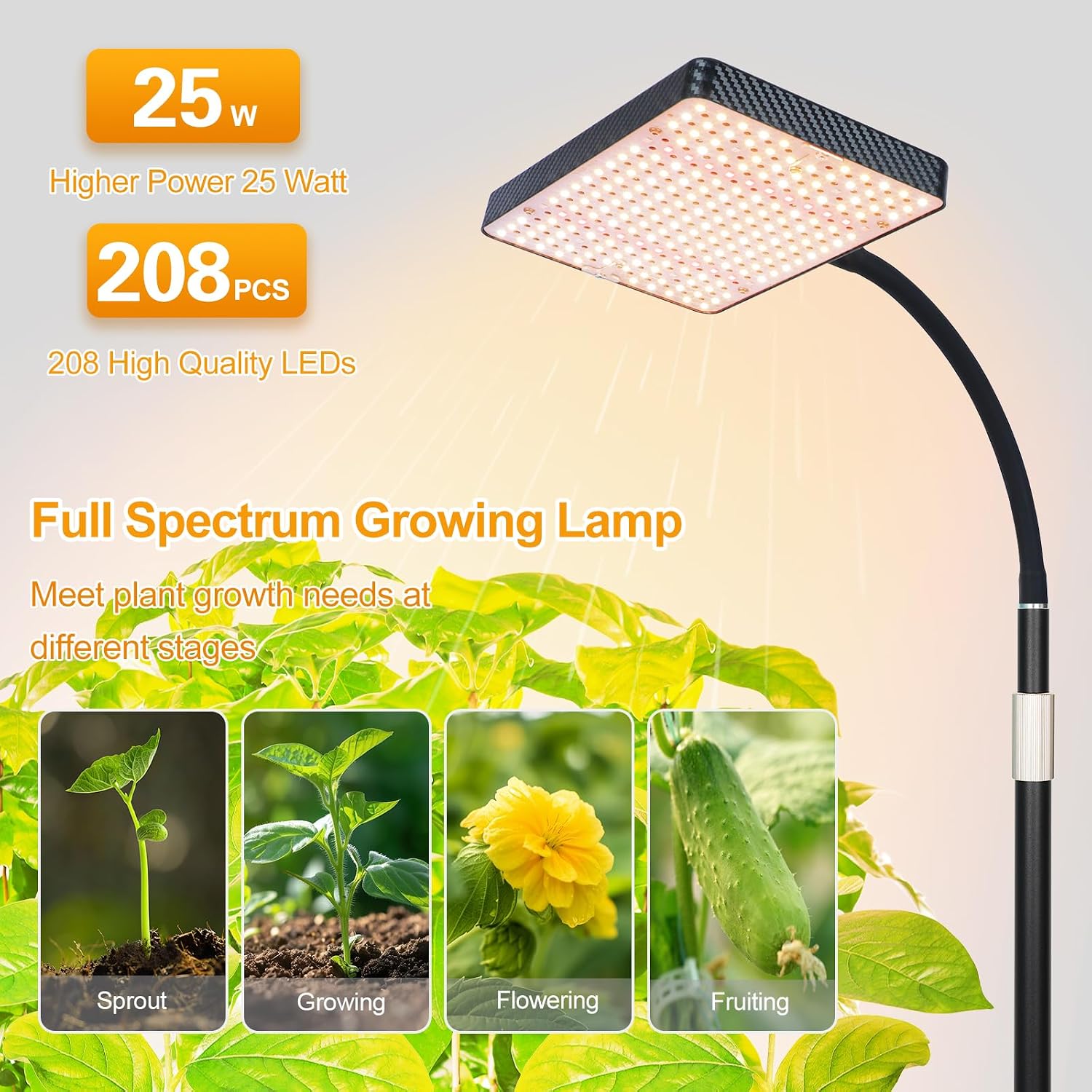 FECiDA 2026 Floor Lamp Grow Light, Standing Grow Lights with Stable Round Base for Tall Indoor Plants, Bonsai Tree