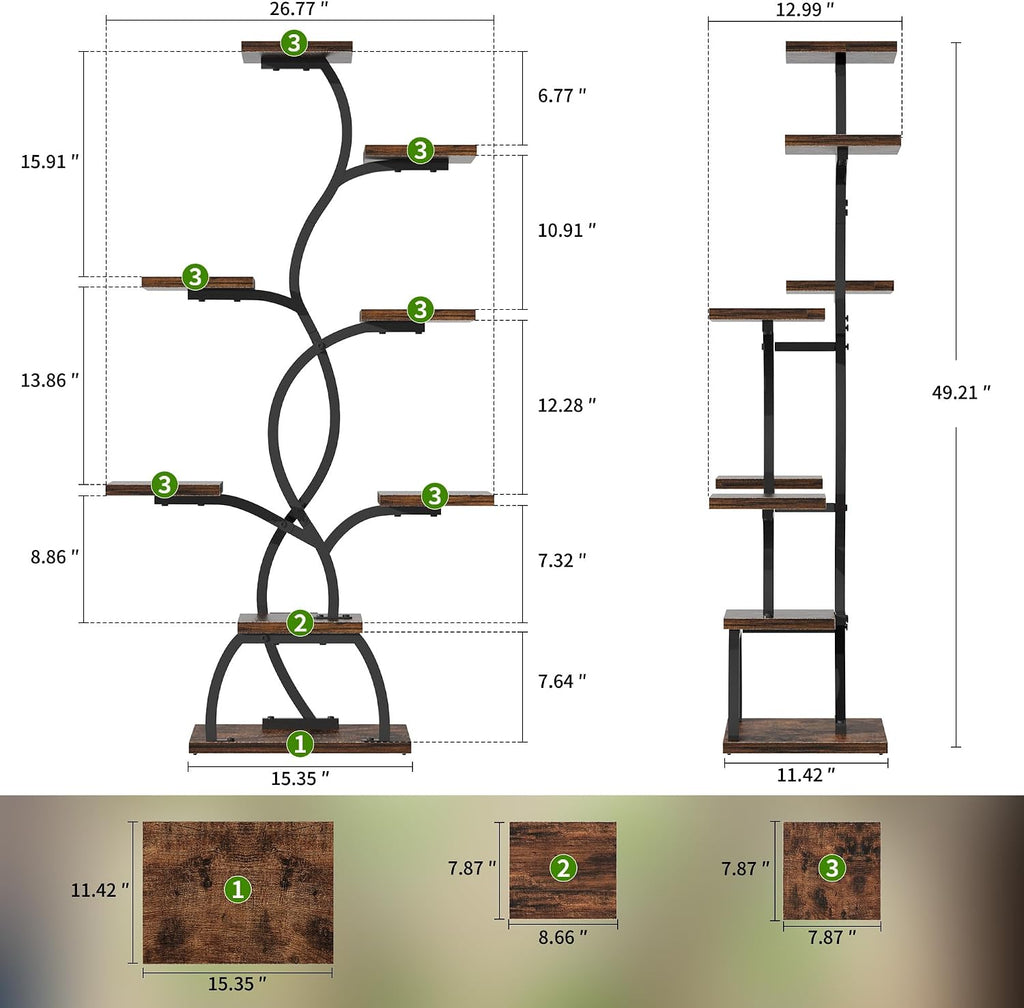 Plant Stand Indoor with Grow Light - 8 Tiered Corner Plant Shelf Indoor | 49" Plant Holder with Lights for Indoor