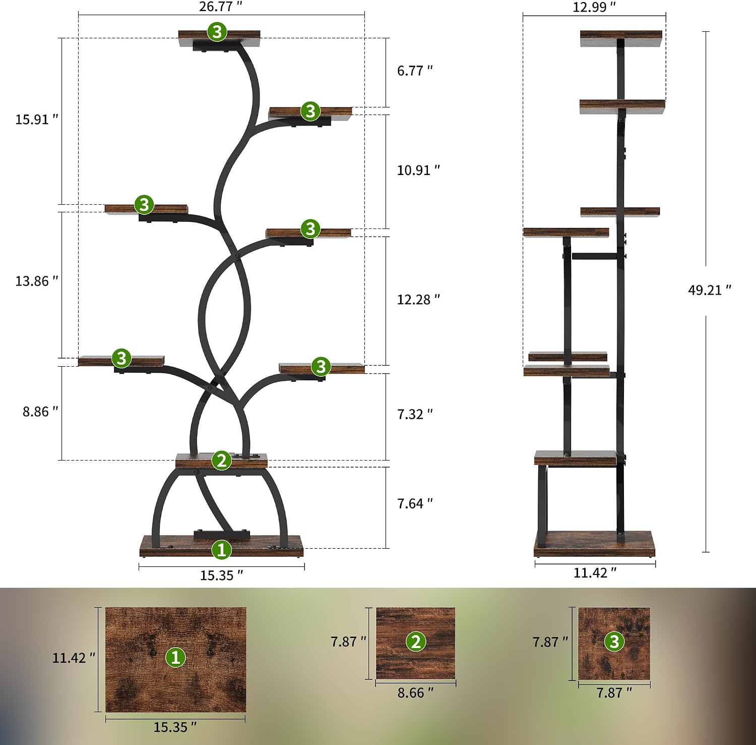 Plant Stand Indoor with Grow Light - 8 Tiered Corner Plant Shelf Indoor | 49" Plant Holder with Lights for Indoor