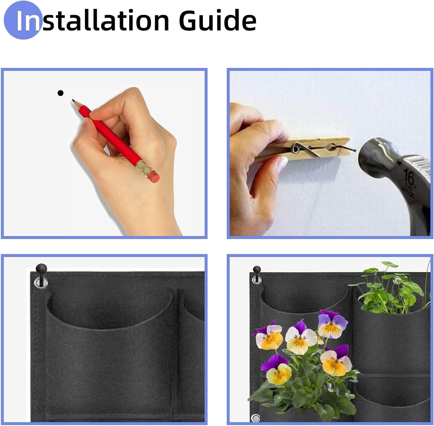 90 Pockets Hanging Planter Bags, Hanging Vertical Wall Mounted Plant Planting Grow Bags, Herb Garden Planter Outdoor