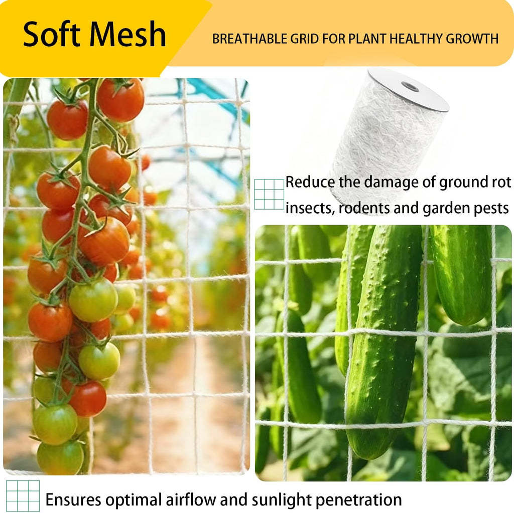 Soft Mesh Nylon Trellis Netting Roll, 5 x 350 Ft Heavy Duty Reinforced Garden Plant Support Mesh for Climbing
