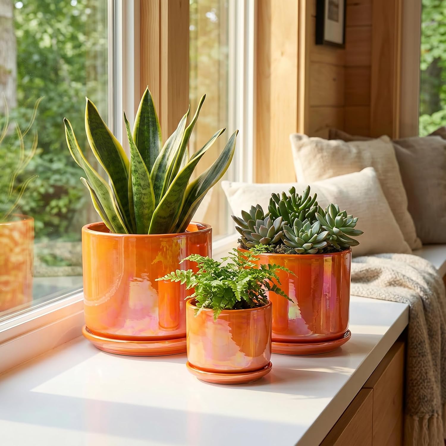 EFISPSS Ceramic Plant Pots,4+5+6 Inch Ceramic Indoor Pots for Plants with Drainage Hole,for Succulent