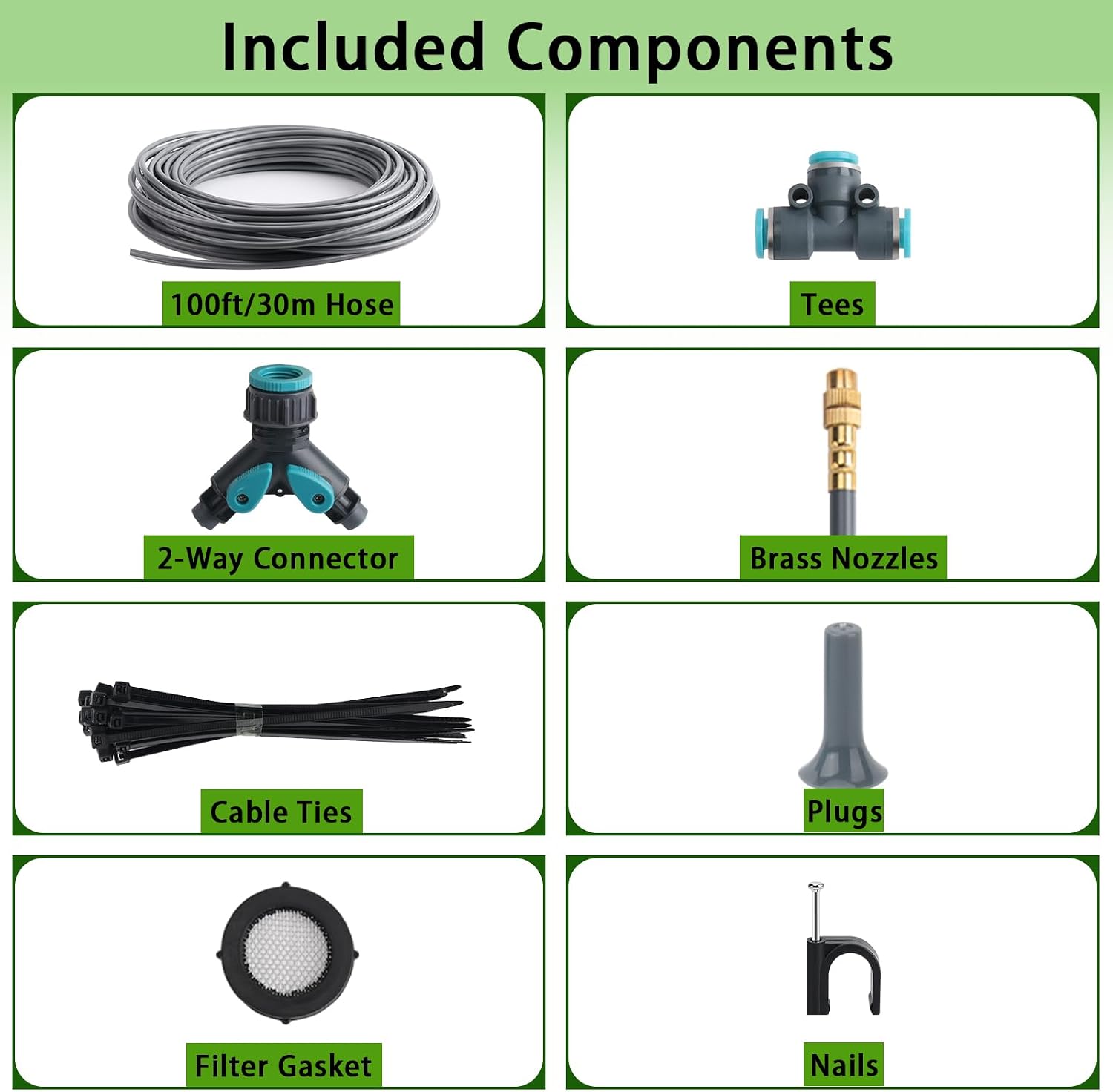 100FT 1/4" Quick-Connect Drip Irrigation System Kit, Automatic Garden Watering System with 16 Pcs Adjustable Spray