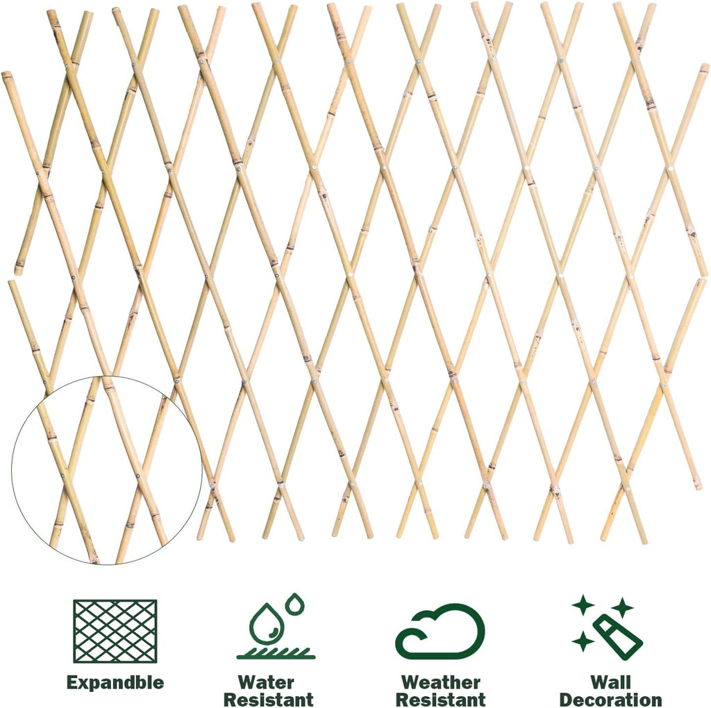 Jollybower 48x72 Inch Expandable Bamboo Trellis, Garden Lattice Fence, Expandable Fence for Climbing Plants, Vines &