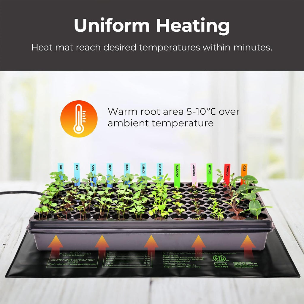 BN-LINK Seedling Heat Mat 10" x 20.75"-2 Pack and 5 Pack 5 Gallon Grow Bags