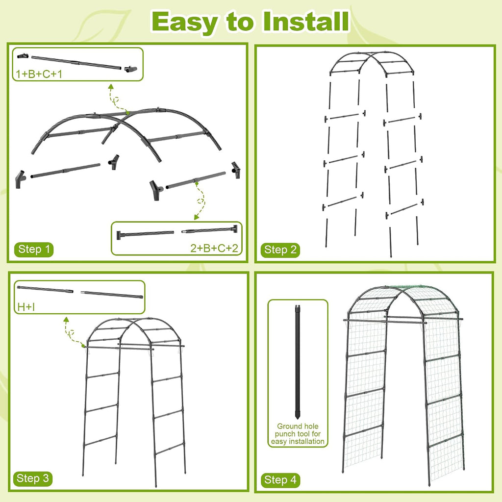 Miory Garden Arch Trellis for Climbing Plants Outdoor, 7ft Tall Plants Support Trellis for Climbing Vine Tomato