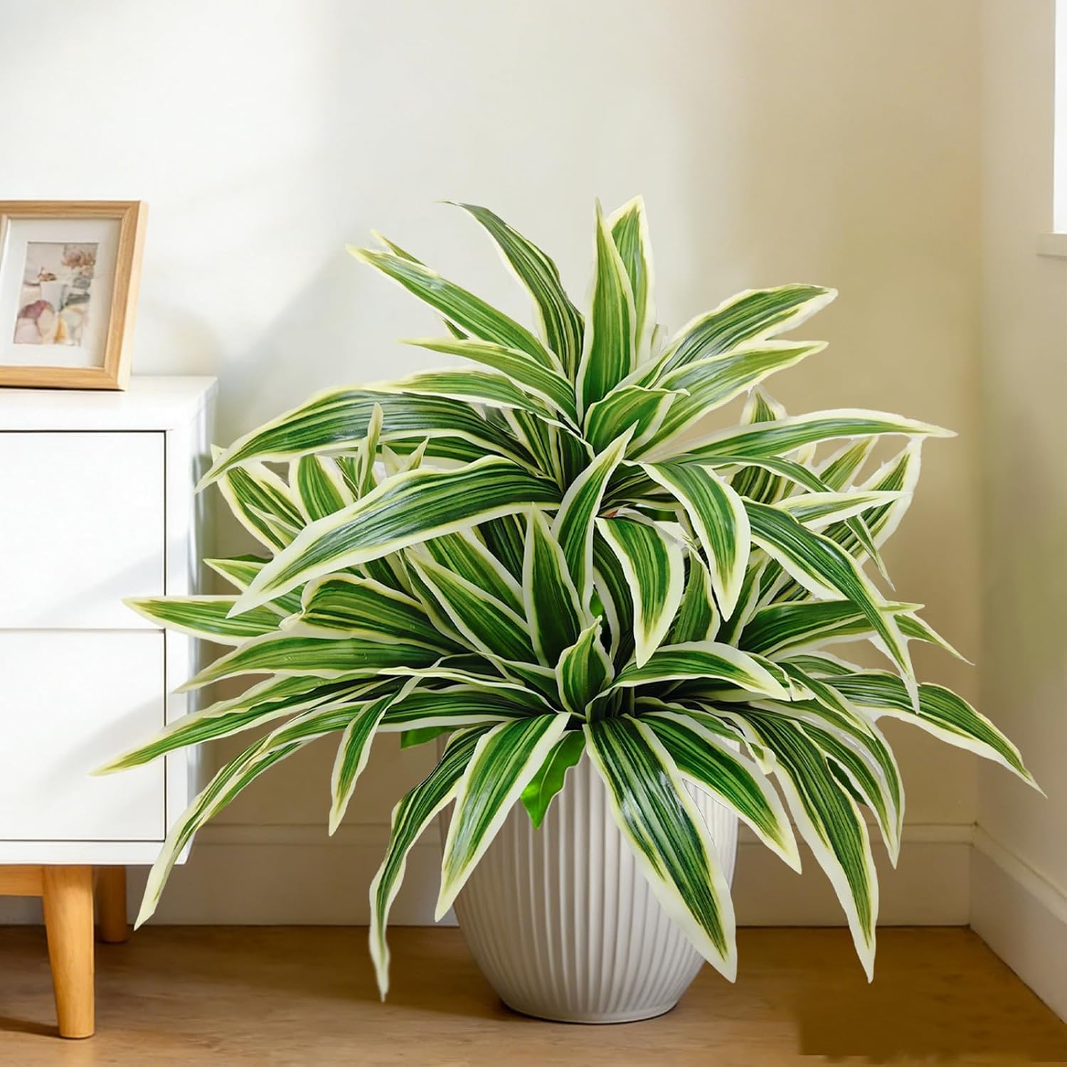 Fake Ferns,2 Planter 35in Outdoor Faux Plants UV Resistant,3D Real Touch Fake Plants Total 160 Blades,Weatherproof