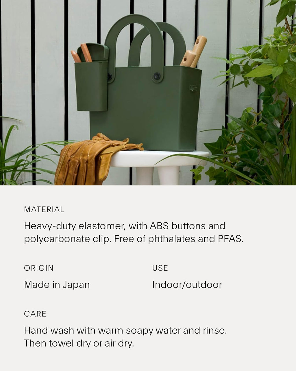 Hachiman Garden Tool Bag, Waterproof Gardening Tote | Interior Partition and Removable Pouch, Indoor Outdoor Use, Tools